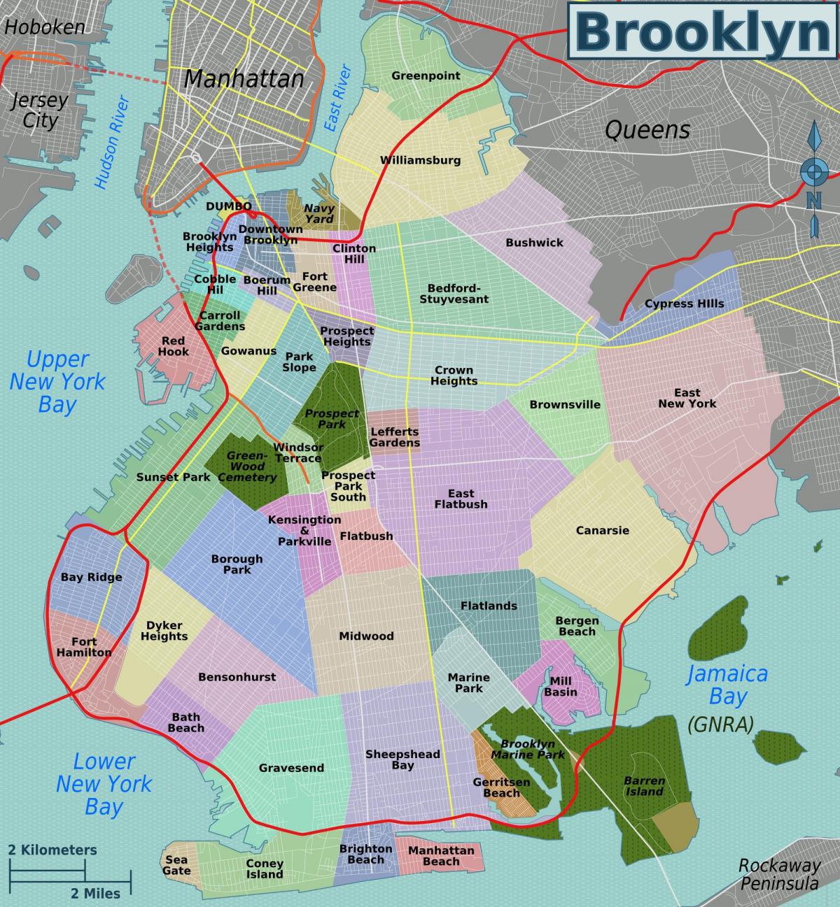 Plan des quartiers de Brooklyn